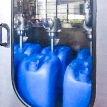 18-40L Electric Fully Automatic Chemical Liquid Jerry Can Filling Palletizing Wrapping Line 4-6 Head Motor Bearing Oil Plastic